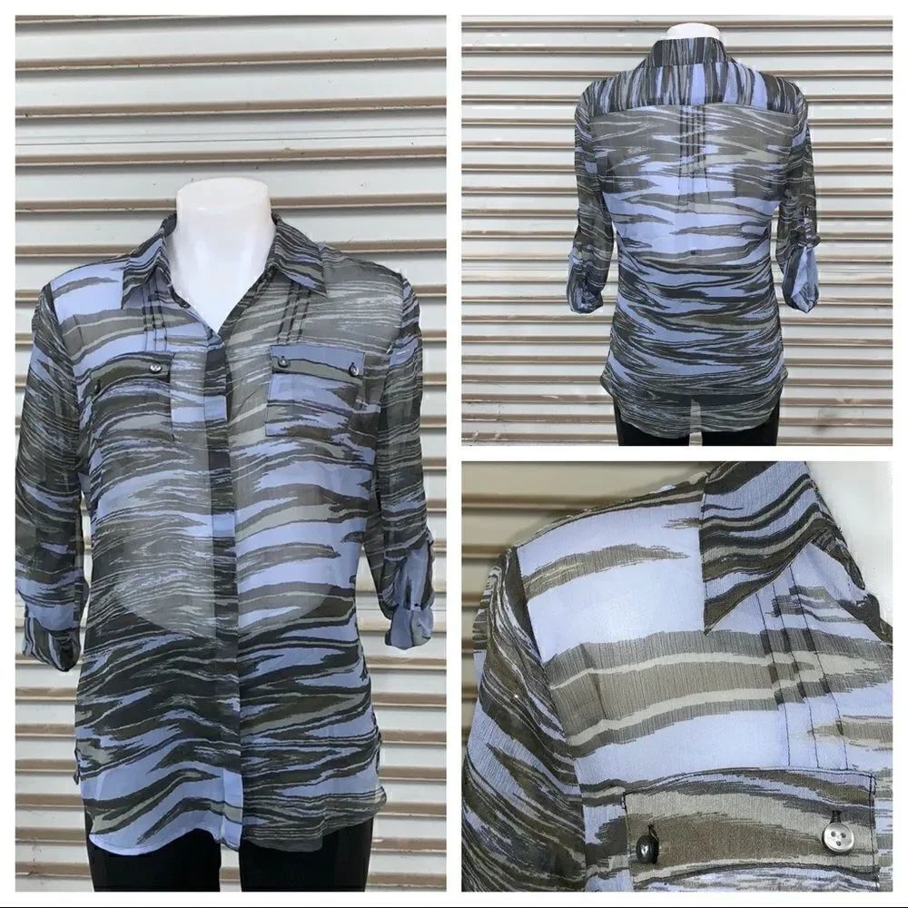 🛍️Calvin Klein blouse sheer with pockets